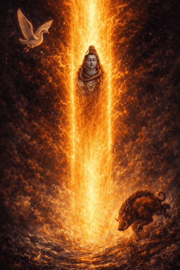 Shiva as a pillar of fire